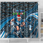 Merry Christmas AFL Carlton Blues Shower Curtain Aboriginal Santa Football Mascot