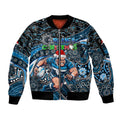 Merry Christmas AFL Carlton Blues Sleeve Zip Bomber Jacket Aboriginal Santa Football Mascot