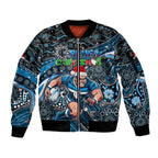 Merry Christmas AFL Carlton Blues Sleeve Zip Bomber Jacket Aboriginal Santa Football Mascot