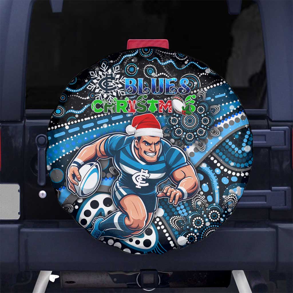Merry Christmas AFL Carlton Blues Spare Tire Cover Aboriginal Santa Football Mascot