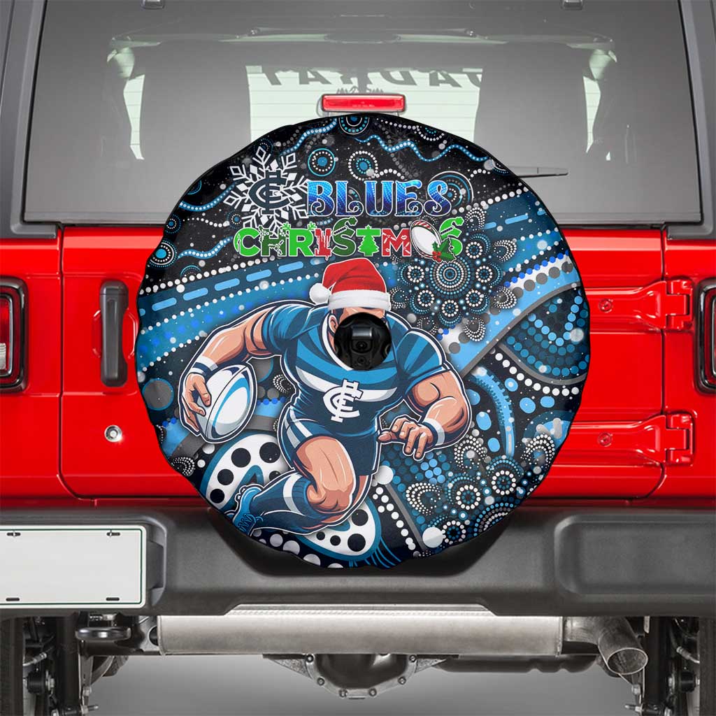 Merry Christmas AFL Carlton Blues Spare Tire Cover Aboriginal Santa Football Mascot