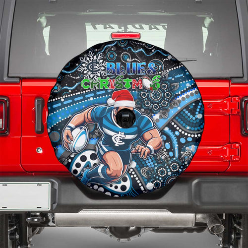 Merry Christmas AFL Carlton Blues Spare Tire Cover Aboriginal Santa Football Mascot