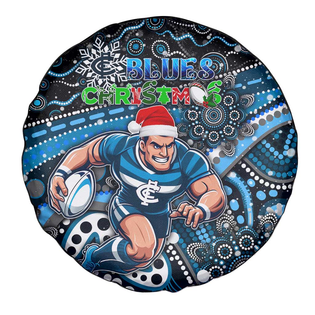 Merry Christmas AFL Carlton Blues Spare Tire Cover Aboriginal Santa Football Mascot