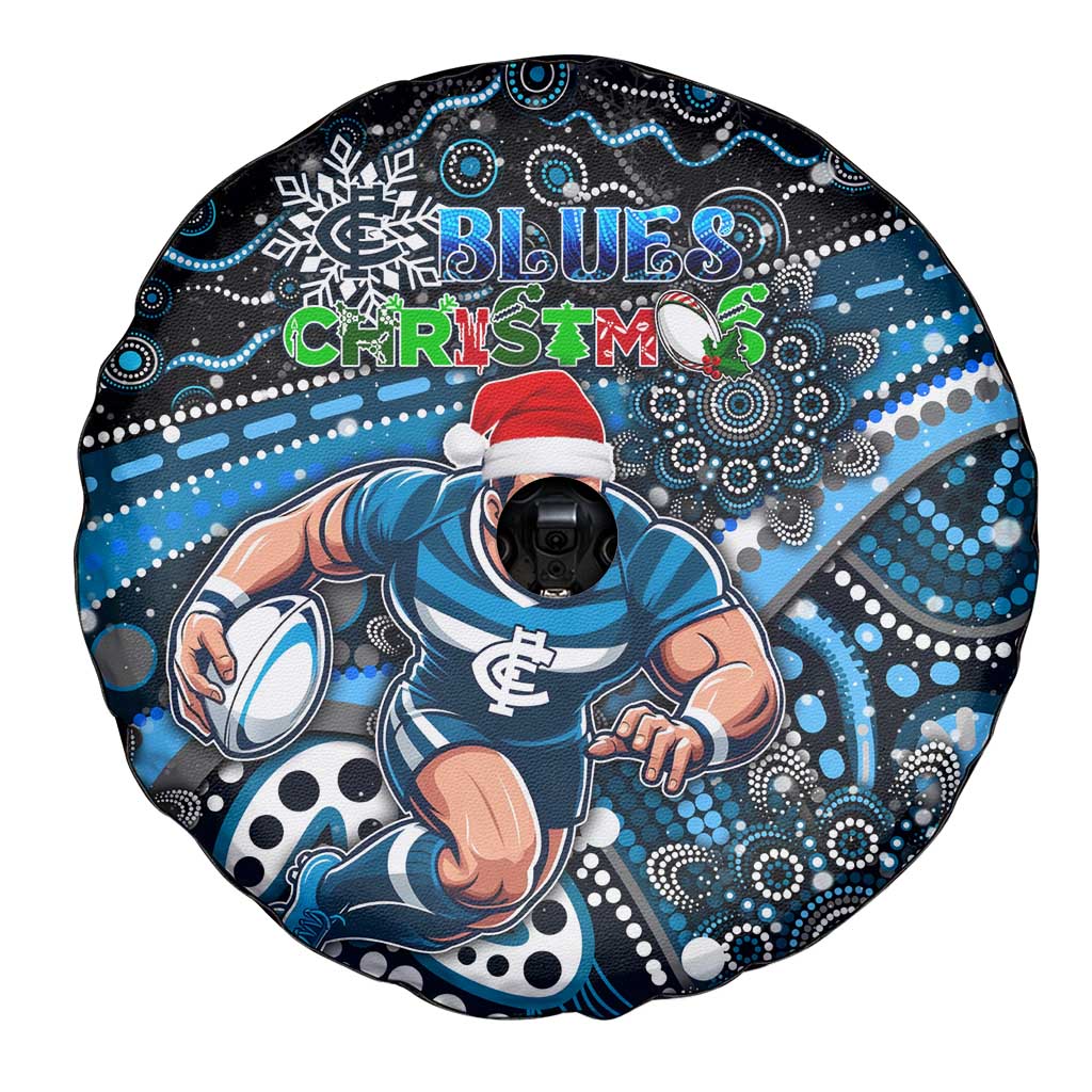 Merry Christmas AFL Carlton Blues Spare Tire Cover Aboriginal Santa Football Mascot