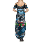 Merry Christmas AFL Carlton Blues Summer Maxi Dress Aboriginal Santa Football Mascot