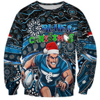 Merry Christmas AFL Carlton Blues Sweatshirt Aboriginal Santa Football Mascot