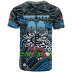 Merry Christmas AFL Carlton Blues T Shirt Aboriginal Santa Football Mascot