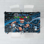 Merry Christmas AFL Carlton Blues Tablecloth Aboriginal Santa Football Mascot