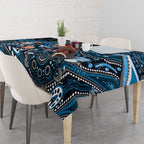 Merry Christmas AFL Carlton Blues Tablecloth Aboriginal Santa Football Mascot