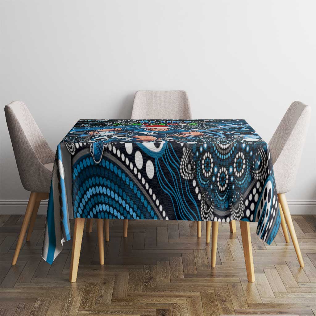 Merry Christmas AFL Carlton Blues Tablecloth Aboriginal Santa Football Mascot