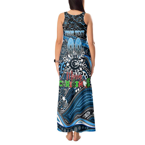 Merry Christmas AFL Carlton Blues Tank Maxi Dress Aboriginal Santa Football Mascot