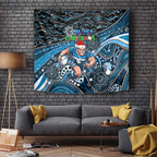 Merry Christmas AFL Carlton Blues Tapestry Aboriginal Santa Football Mascot
