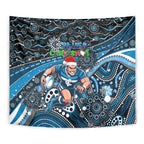 Merry Christmas AFL Carlton Blues Tapestry Aboriginal Santa Football Mascot