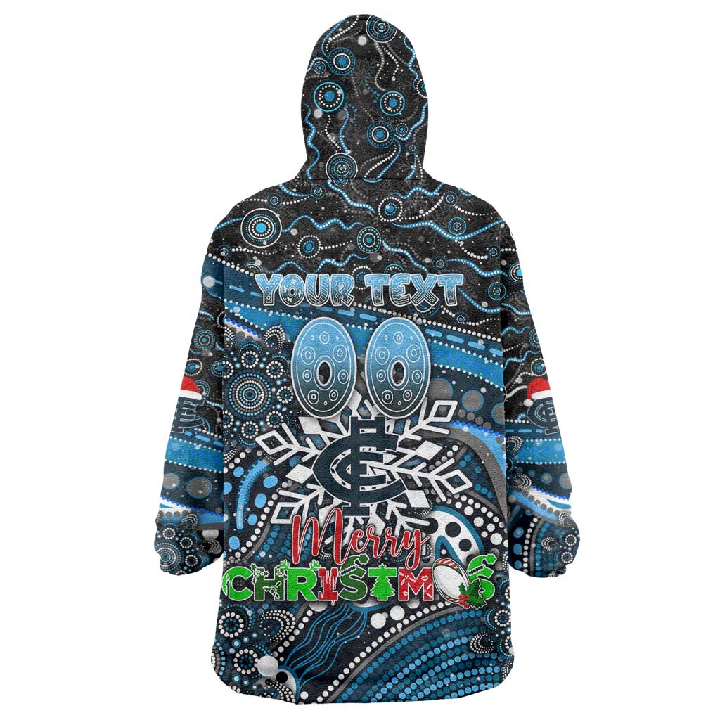 Merry Christmas AFL Carlton Blues Wearable Blanket Hoodie Aboriginal Santa Football Mascot