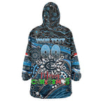 Merry Christmas AFL Carlton Blues Wearable Blanket Hoodie Aboriginal Santa Football Mascot