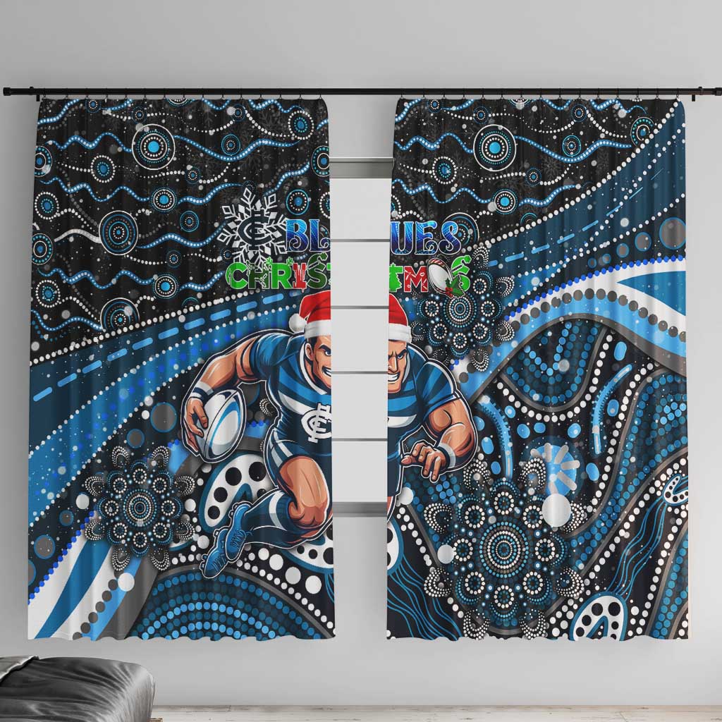 Merry Christmas AFL Carlton Blues Window Curtain Aboriginal Santa Football Mascot