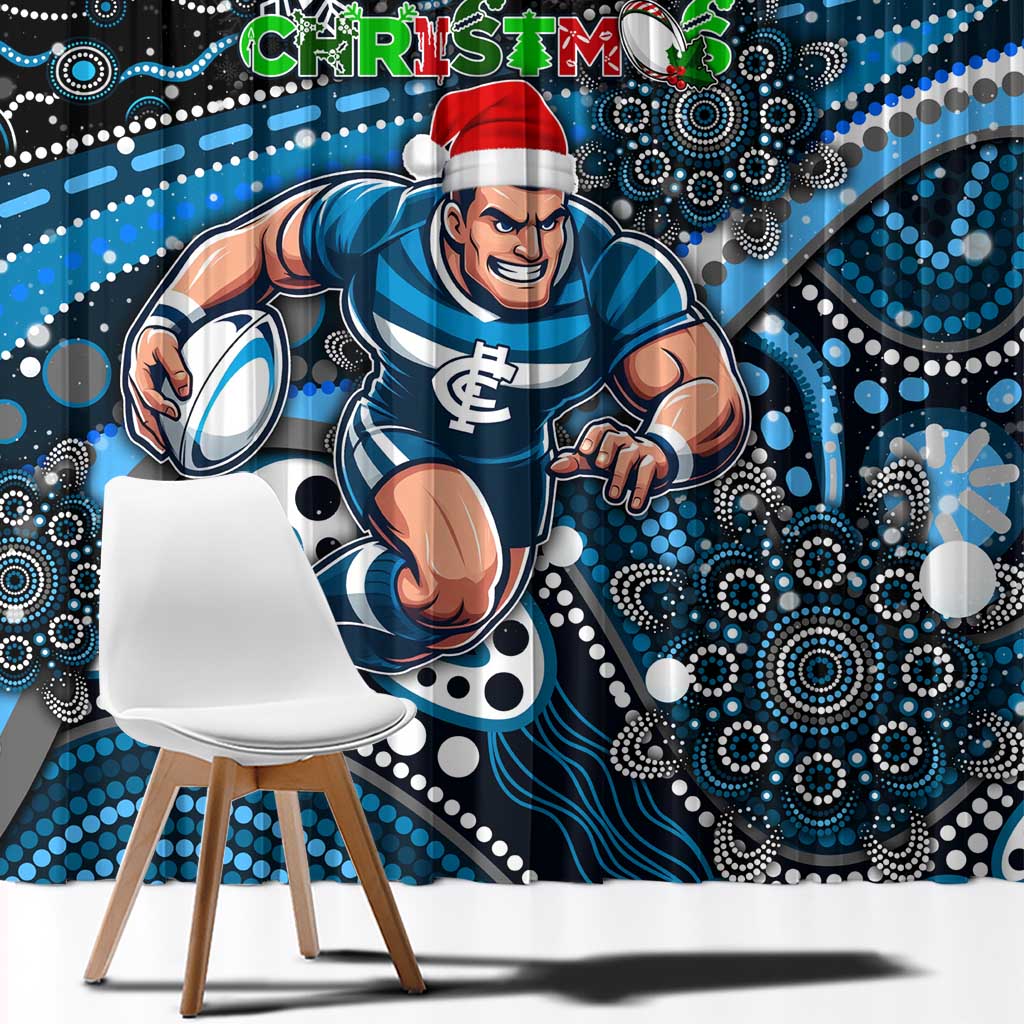 Merry Christmas AFL Carlton Blues Window Curtain Aboriginal Santa Football Mascot