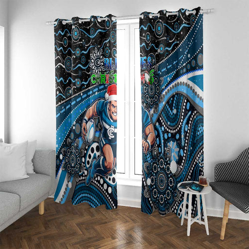 Merry Christmas AFL Carlton Blues Window Curtain Aboriginal Santa Football Mascot
