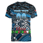 Merry Christmas AFL Carlton Blues Women V-Neck T-Shirt Aboriginal Santa Football Mascot