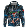 Merry Christmas AFL Carlton Blues Zip Hoodie Aboriginal Santa Football Mascot