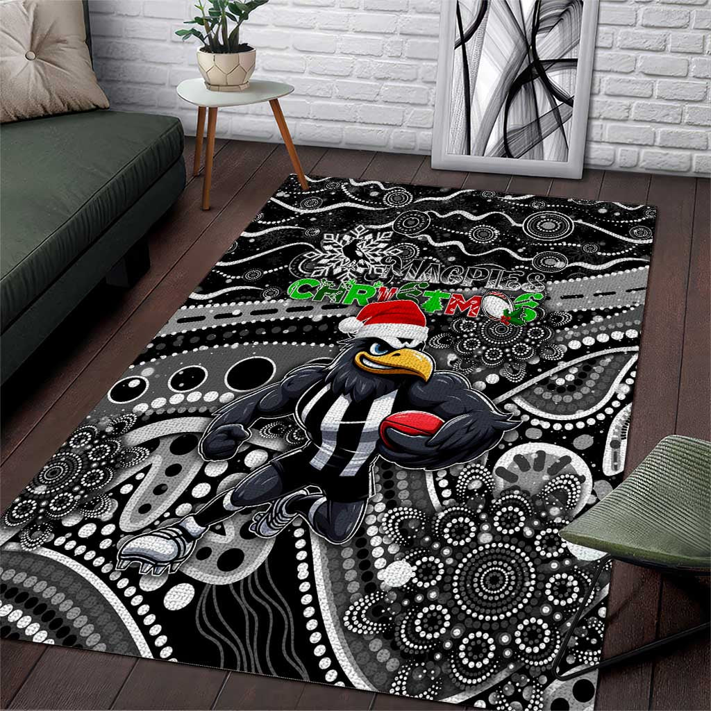 Merry Christmas AFL Collingwood Magpies Area Rug Aboriginal Santa Football Mascot
