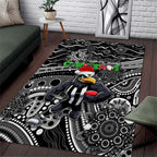 Merry Christmas AFL Collingwood Magpies Area Rug Aboriginal Santa Football Mascot