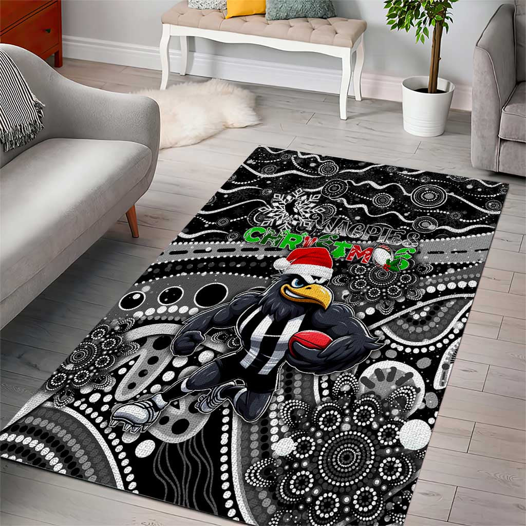 Merry Christmas AFL Collingwood Magpies Area Rug Aboriginal Santa Football Mascot