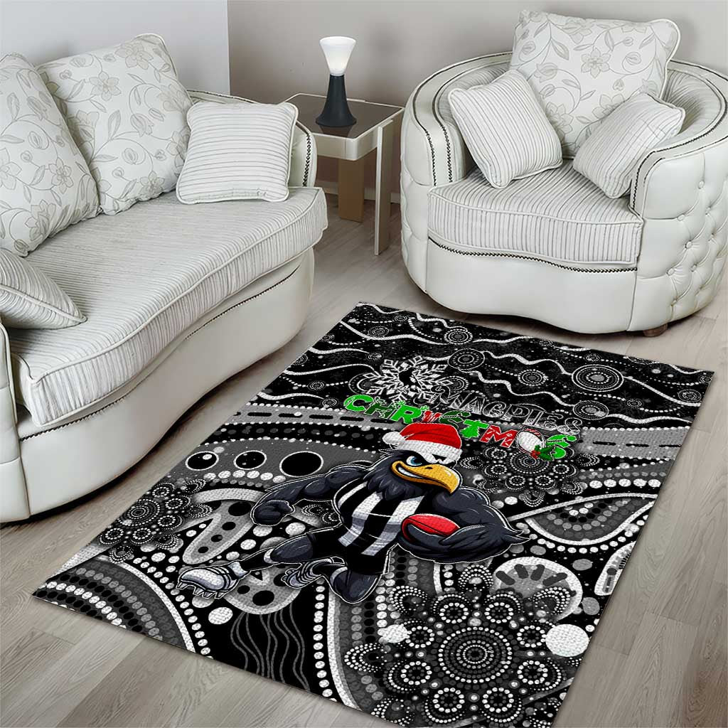 Merry Christmas AFL Collingwood Magpies Area Rug Aboriginal Santa Football Mascot