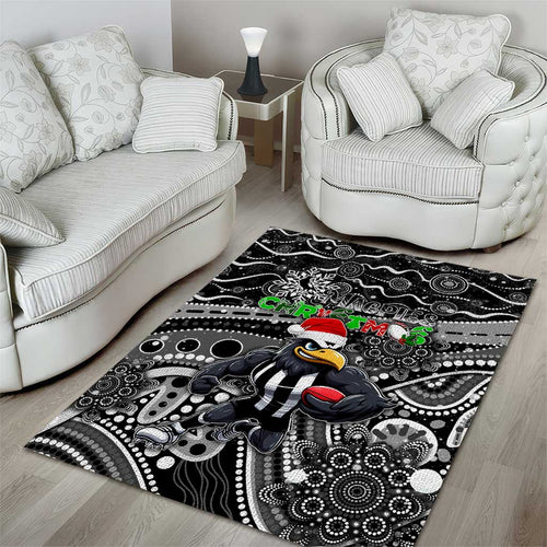 Merry Christmas AFL Collingwood Magpies Area Rug Aboriginal Santa Football Mascot