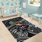 Merry Christmas AFL Collingwood Magpies Area Rug Aboriginal Santa Football Mascot