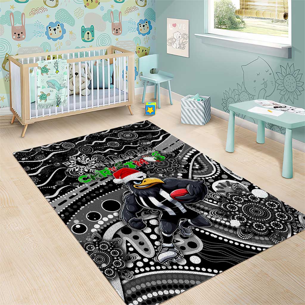 Merry Christmas AFL Collingwood Magpies Area Rug Aboriginal Santa Football Mascot