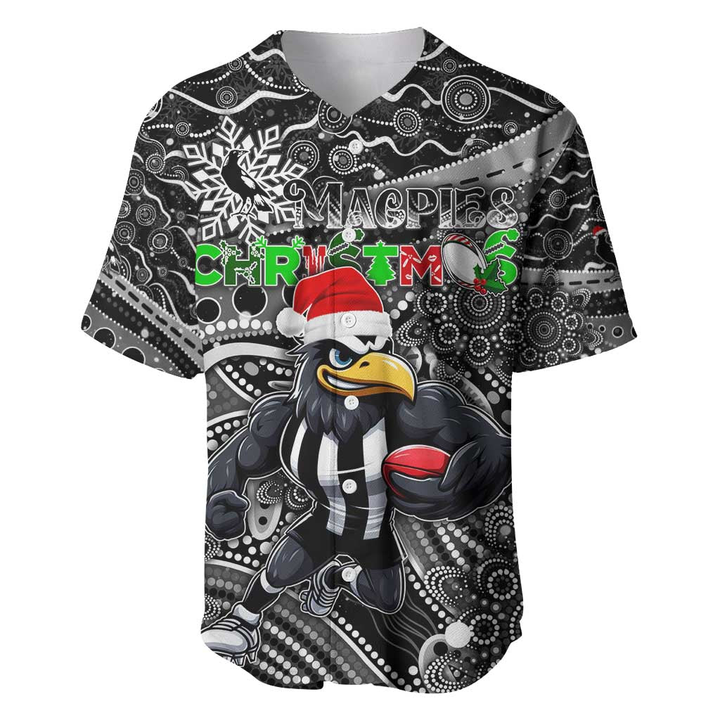 Merry Christmas AFL Collingwood Magpies Baseball Jersey Aboriginal Santa Football Mascot