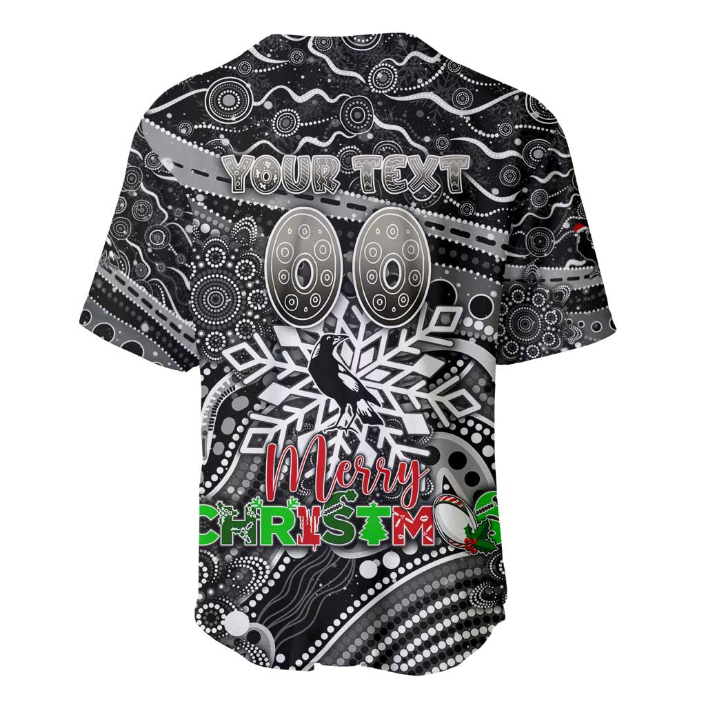 Merry Christmas AFL Collingwood Magpies Baseball Jersey Aboriginal Santa Football Mascot