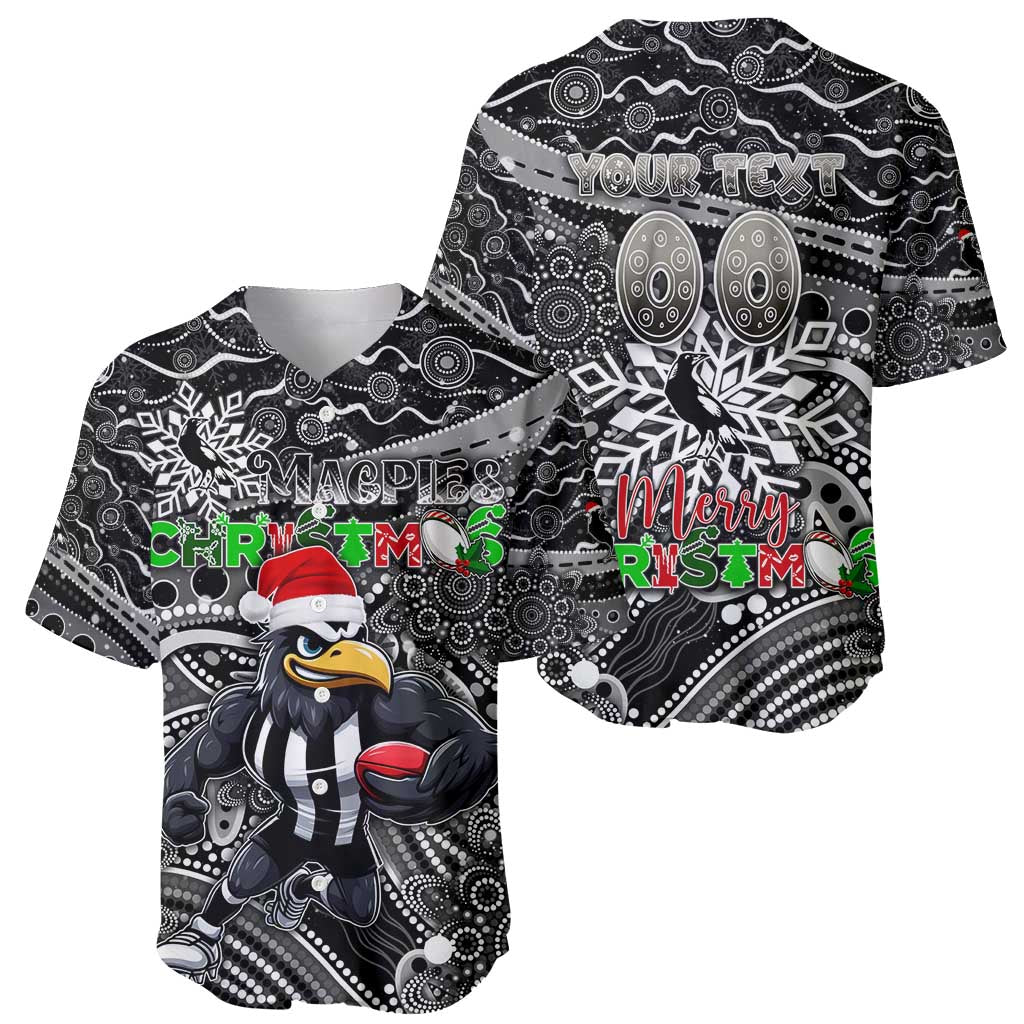 Merry Christmas AFL Collingwood Magpies Baseball Jersey Aboriginal Santa Football Mascot