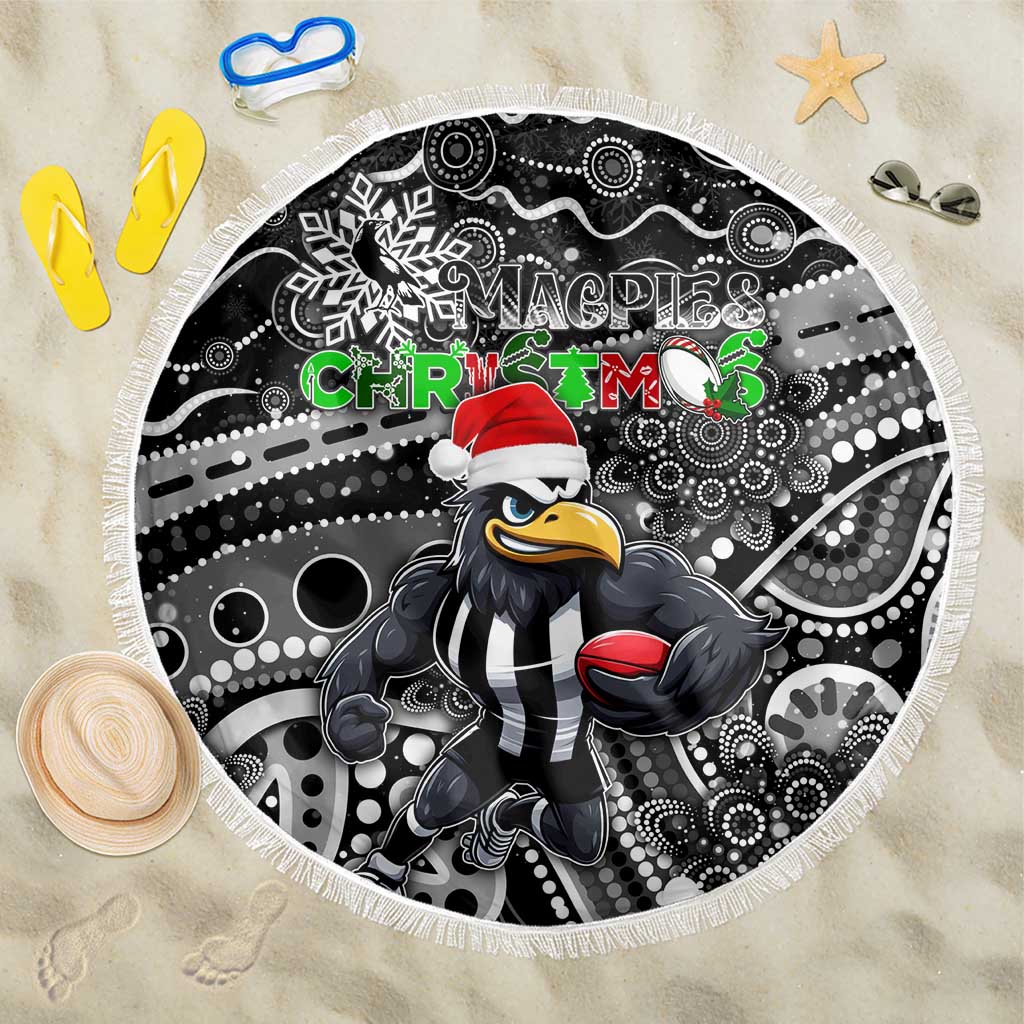 Merry Christmas AFL Collingwood Magpies Beach Blanket Aboriginal Santa Football Mascot