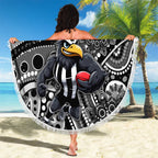 Merry Christmas AFL Collingwood Magpies Beach Blanket Aboriginal Santa Football Mascot