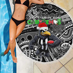 Merry Christmas AFL Collingwood Magpies Beach Blanket Aboriginal Santa Football Mascot