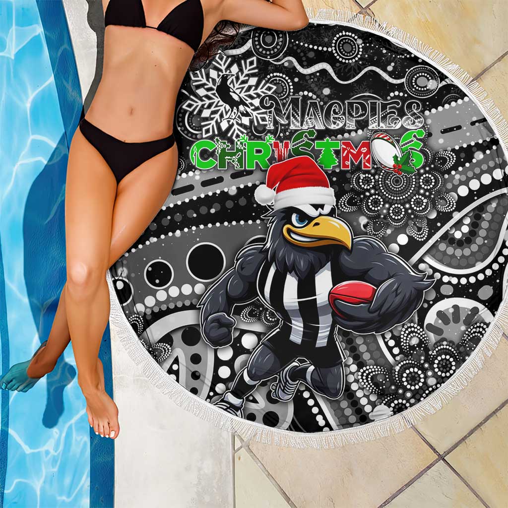 Merry Christmas AFL Collingwood Magpies Beach Blanket Aboriginal Santa Football Mascot