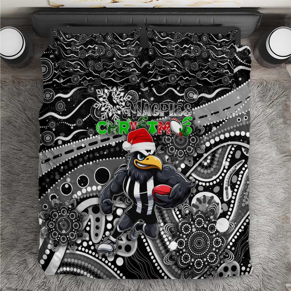 Merry Christmas AFL Collingwood Magpies Bedding Set Aboriginal Santa Football Mascot