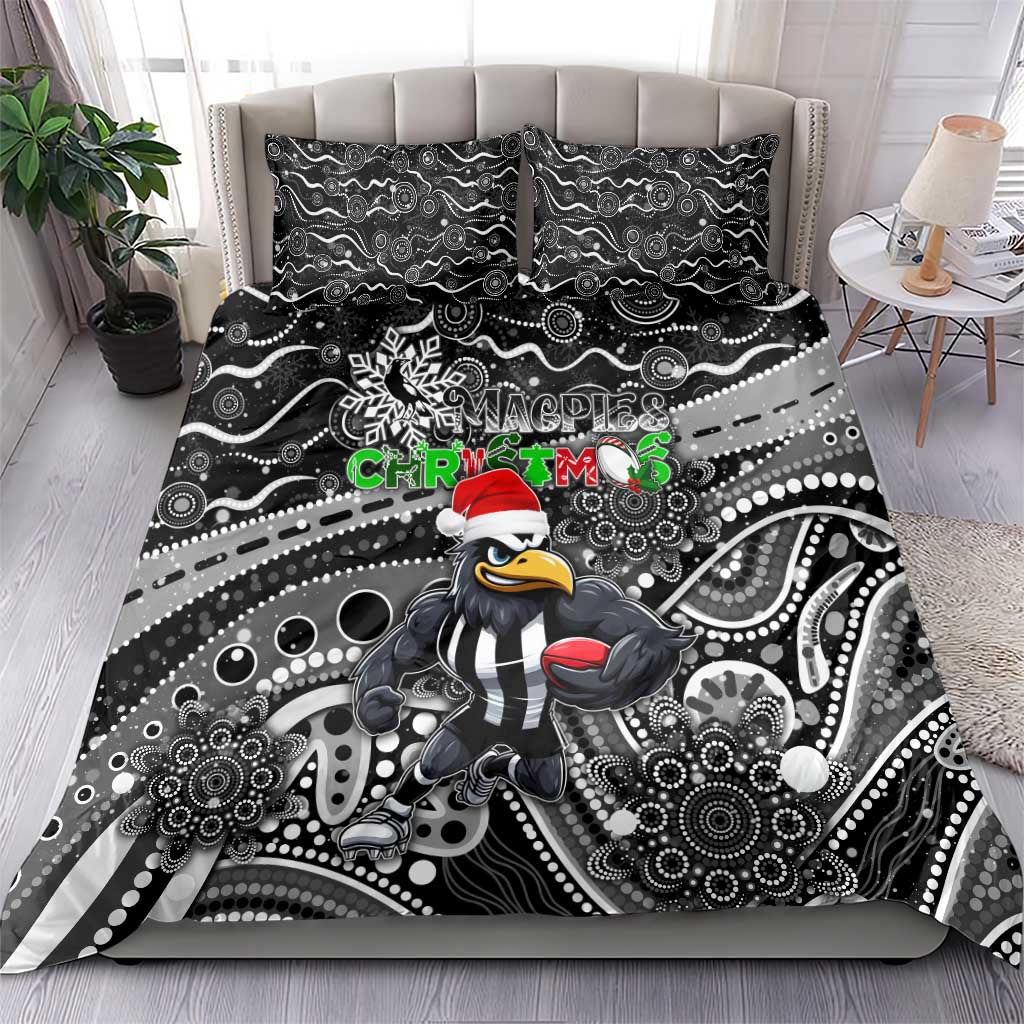 Merry Christmas AFL Collingwood Magpies Bedding Set Aboriginal Santa Football Mascot