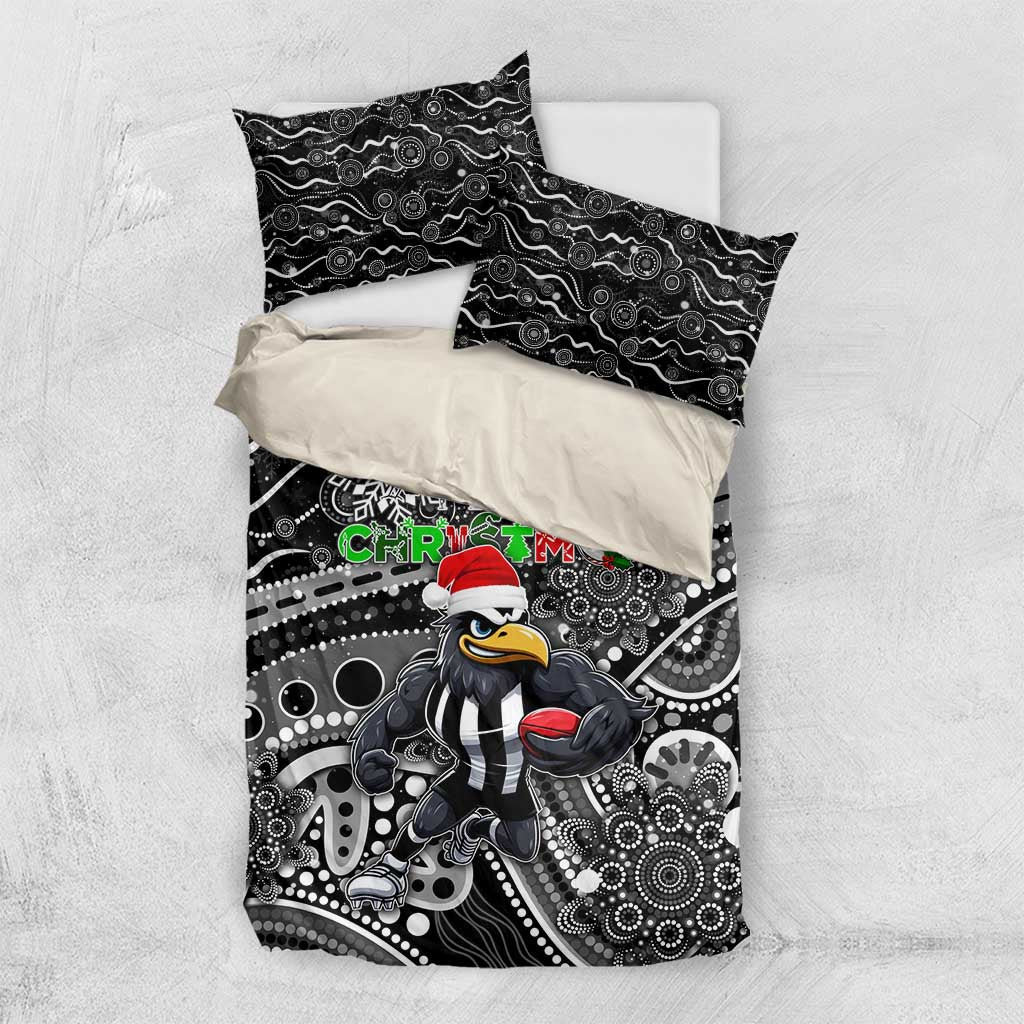 Merry Christmas AFL Collingwood Magpies Bedding Set Aboriginal Santa Football Mascot