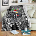 Merry Christmas AFL Collingwood Magpies Blanket Aboriginal Santa Football Mascot