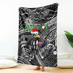 Merry Christmas AFL Collingwood Magpies Blanket Aboriginal Santa Football Mascot