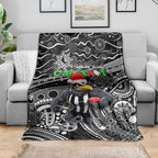 Merry Christmas AFL Collingwood Magpies Blanket Aboriginal Santa Football Mascot