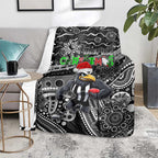Merry Christmas AFL Collingwood Magpies Blanket Aboriginal Santa Football Mascot