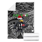 Merry Christmas AFL Collingwood Magpies Blanket Aboriginal Santa Football Mascot