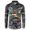 Merry Christmas AFL Collingwood Magpies Button Sweatshirt Aboriginal Santa Football Mascot