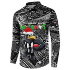 Merry Christmas AFL Collingwood Magpies Button Sweatshirt Aboriginal Santa Football Mascot