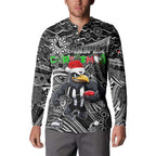 Merry Christmas AFL Collingwood Magpies Button Sweatshirt Aboriginal Santa Football Mascot