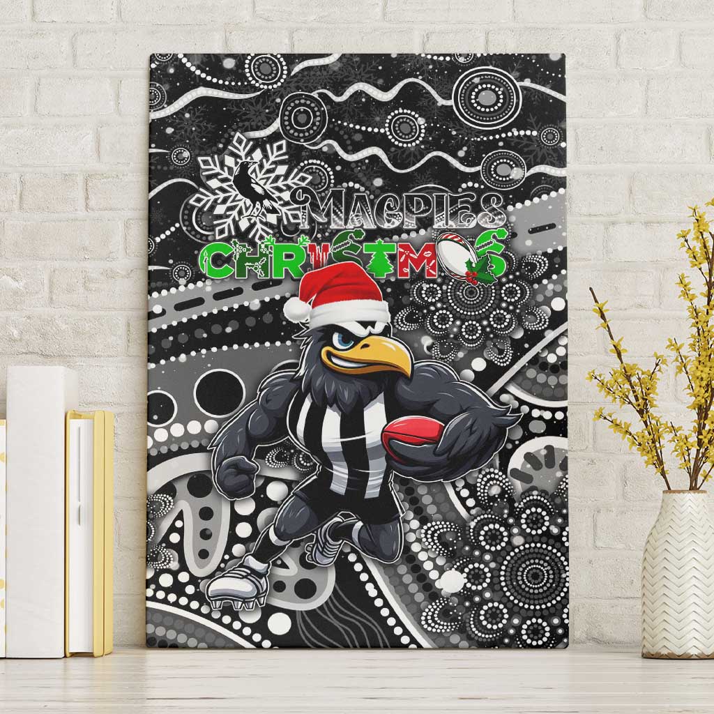 Merry Christmas AFL Collingwood Magpies Canvas Wall Art Aboriginal Santa Football Mascot